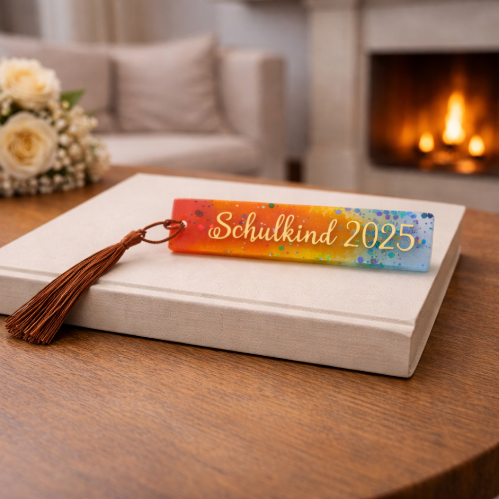Lesezeichen „Schulkind 2026“ – Handgemacht & bunt – Geschenk zur Einschulung