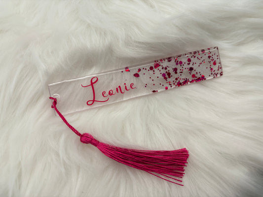 Personalisiertes Lesezeichen - Handmade Resin Bookmark mit Glitzer & Quaste