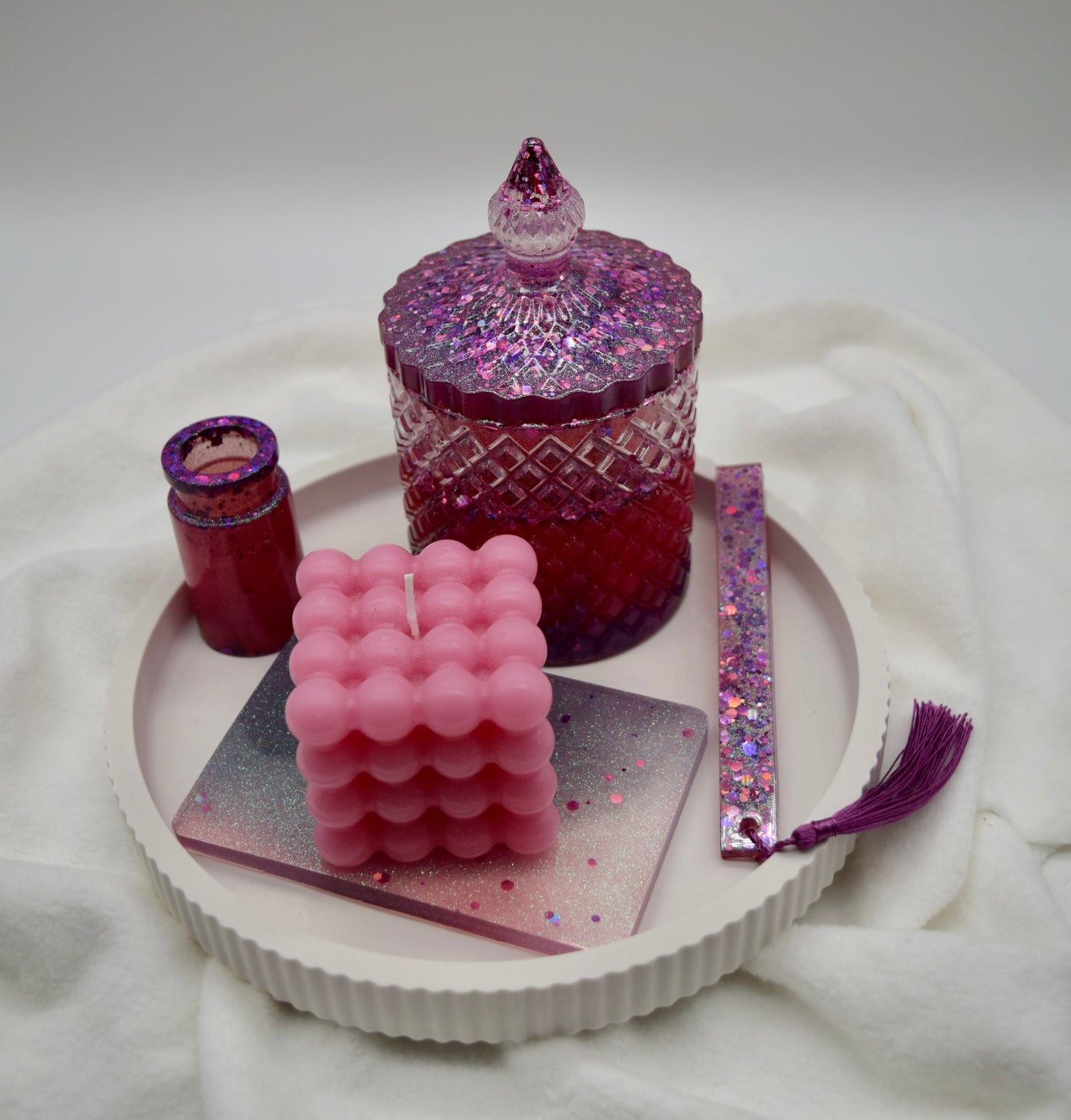 Handgemachtes Deko-Set mit Bubblekerze & Epoxidharz – Einzigartige Wohnaccessoires