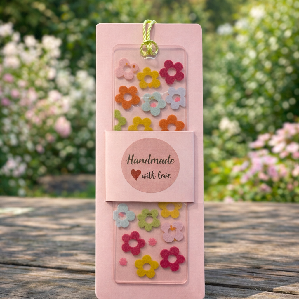 Acryl Lesezeichen mit Quaste | Blumen Design