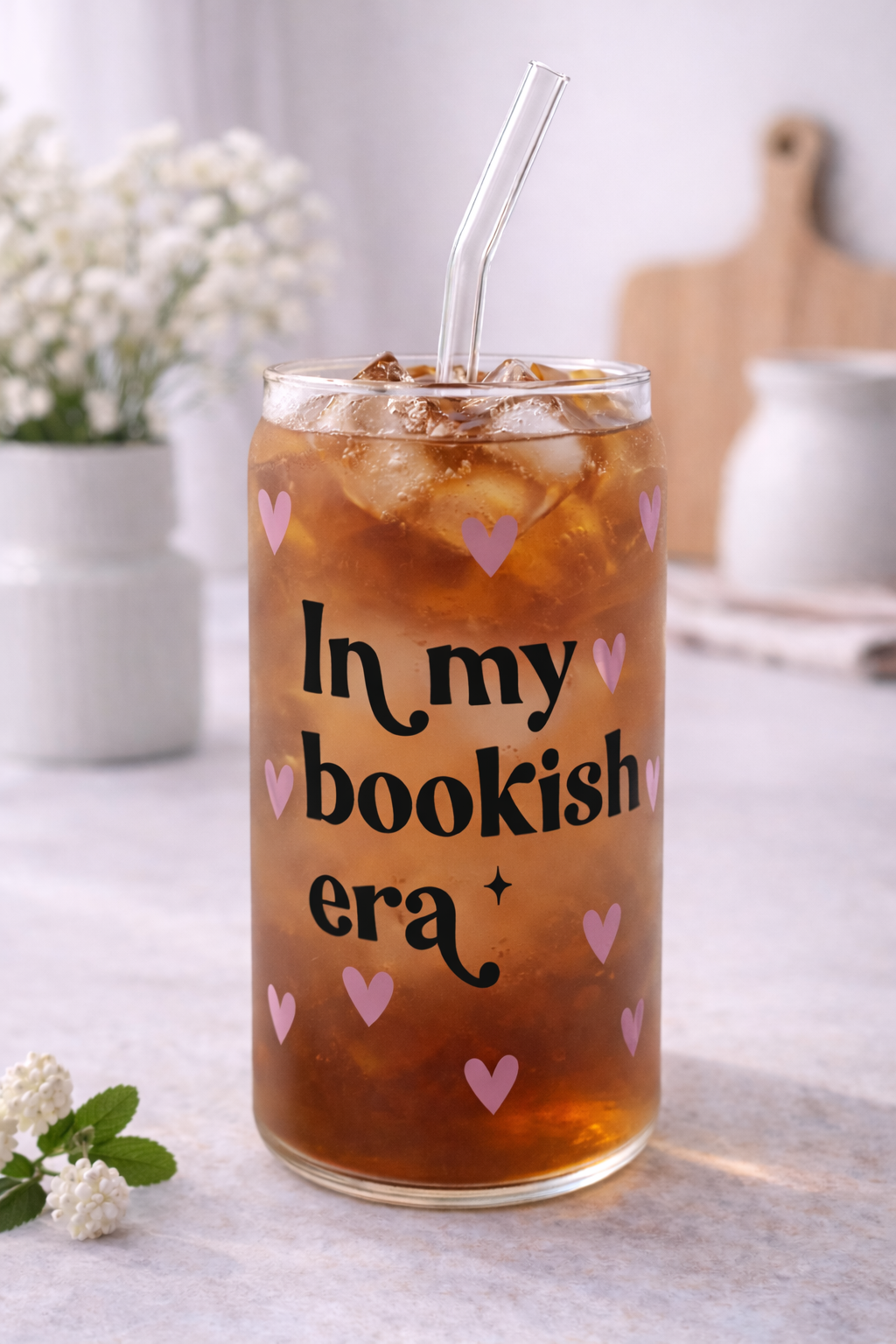 Trinkglas mit Deckel & Strohhalm - In my bookish era