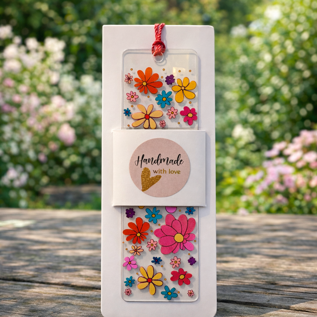 Acryl Lesezeichen mit Quaste | Blumen Design