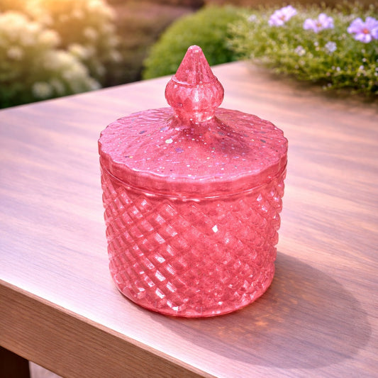 Dose mit Deckel aus Resin – Handgemachte Schmuckdose in Rosa mit Glitzer (Kopie)