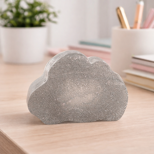 Handgefertigter Kartenhalter / Fotohalter aus Resin - Wolkenform