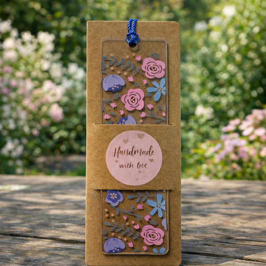 Acryl Lesezeichen mit Quaste | Blumen Design