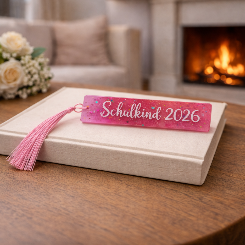 Lesezeichen „Schulkind 2026“ – Handgemacht & bunt – Geschenk zur Einschulung