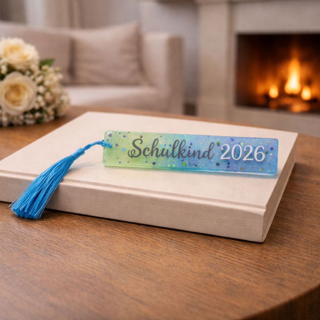 Lesezeichen „Schulkind 2026“ – Handgemacht & bunt – Geschenk zur Einschulung