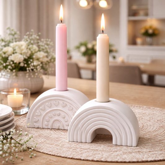 Kerzenständer Regenbogen Set – handgegossen aus Gießpulver | Deko Kerzenhalter