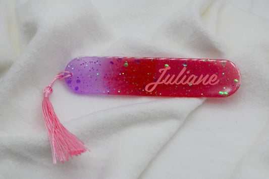 Glitzer-Lesezeichen mit Wunschname – personalisiert & handgemacht