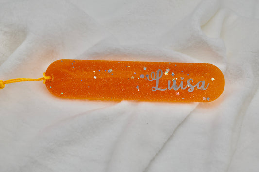 Personalisiertes Glitzer-Lesezeichen mit Namen – Handgemacht mit Liebe