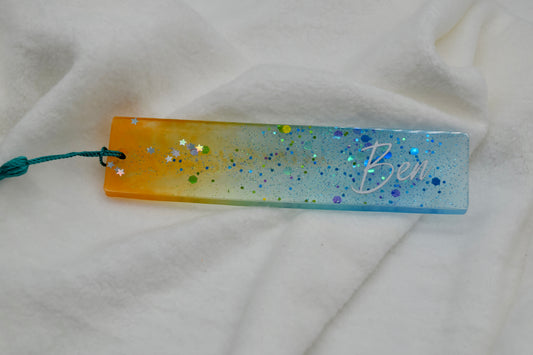 Personalisiertes Glitzer-Lesezeichen mit Namen – Handgemacht mit Liebe