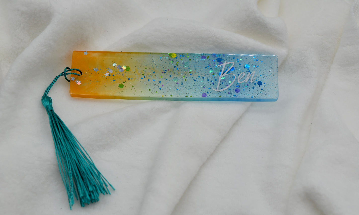 Personalisiertes Glitzer-Lesezeichen mit Namen – Handgemacht mit Liebe