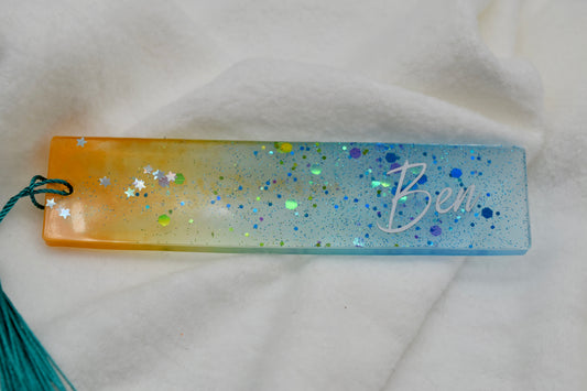 Personalisiertes Glitzer-Lesezeichen mit Namen – Handgemacht mit Liebe