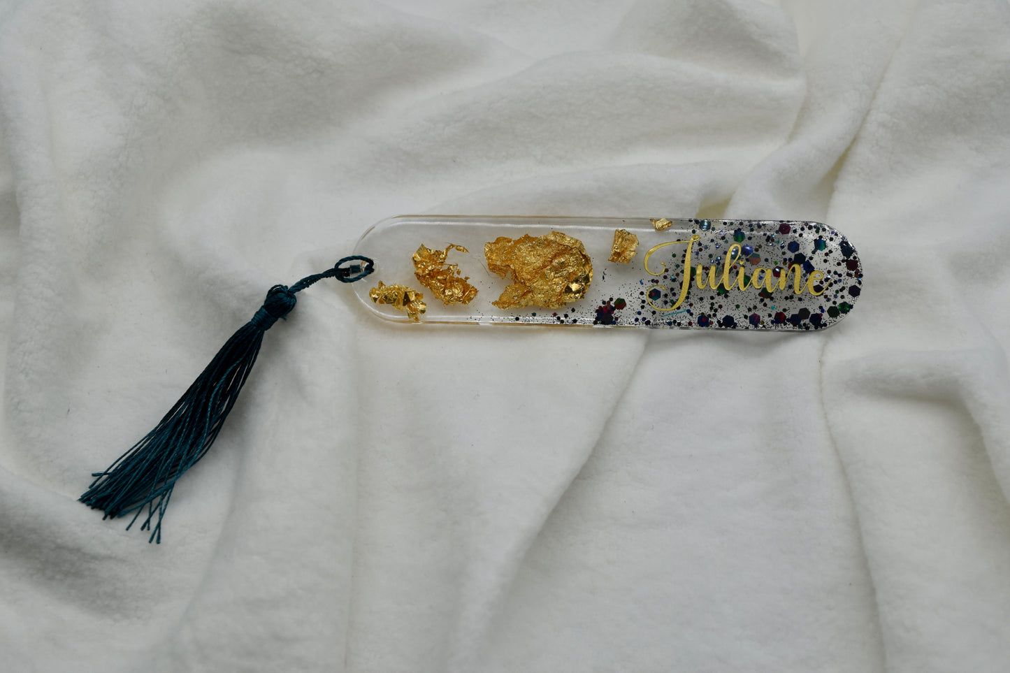 Personalisiertes Lesezeichen mit Name & Blattgold – Handgemachtes Geschenk für Leseratten