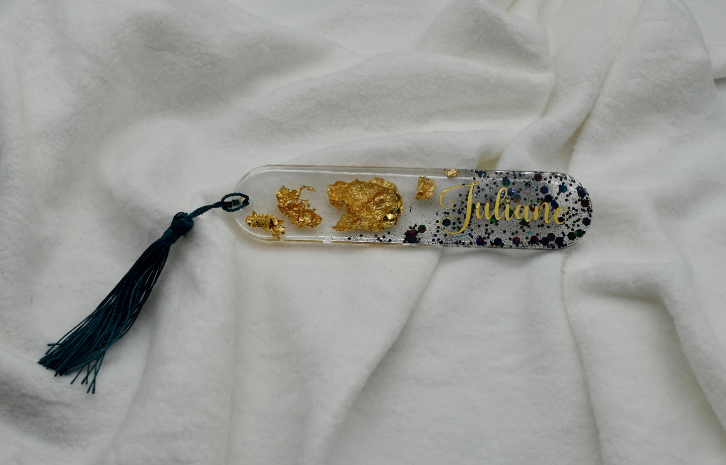 Personalisiertes Lesezeichen mit Name & Blattgold – Handgemachtes Geschenk für Leseratten