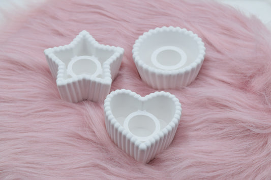 Kerzenständer Herz, Stern & Rund – handgemacht aus Gießpulver | stilvolle Deko & Geschenkidee