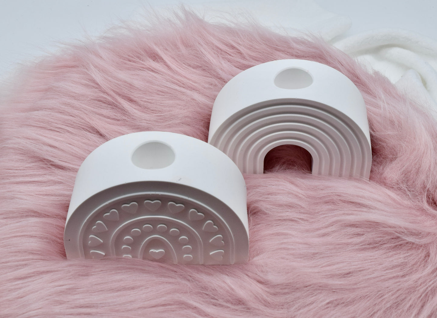 Kerzenständer Regenbogen Set – handgegossen aus Gießpulver | Deko Kerzenhalter