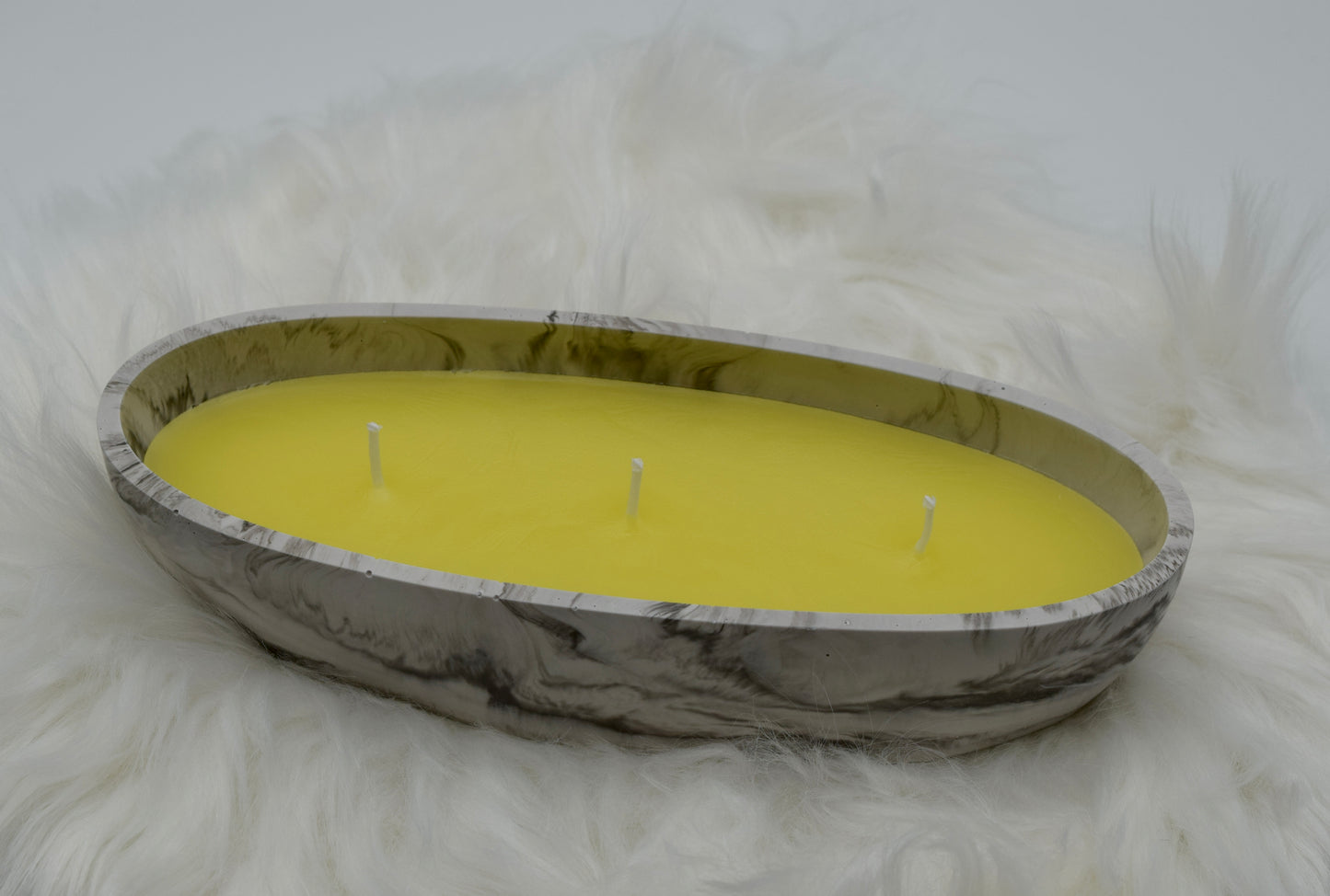 Große handgemachte Jesin-Duftkerze im Marmor-Look | Sojawachs | Boho-Deko & Geschenkidee