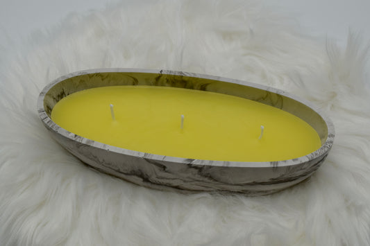 Große handgemachte Jesin-Duftkerze im Marmor-Look | Sojawachs | Boho-Deko & Geschenkidee