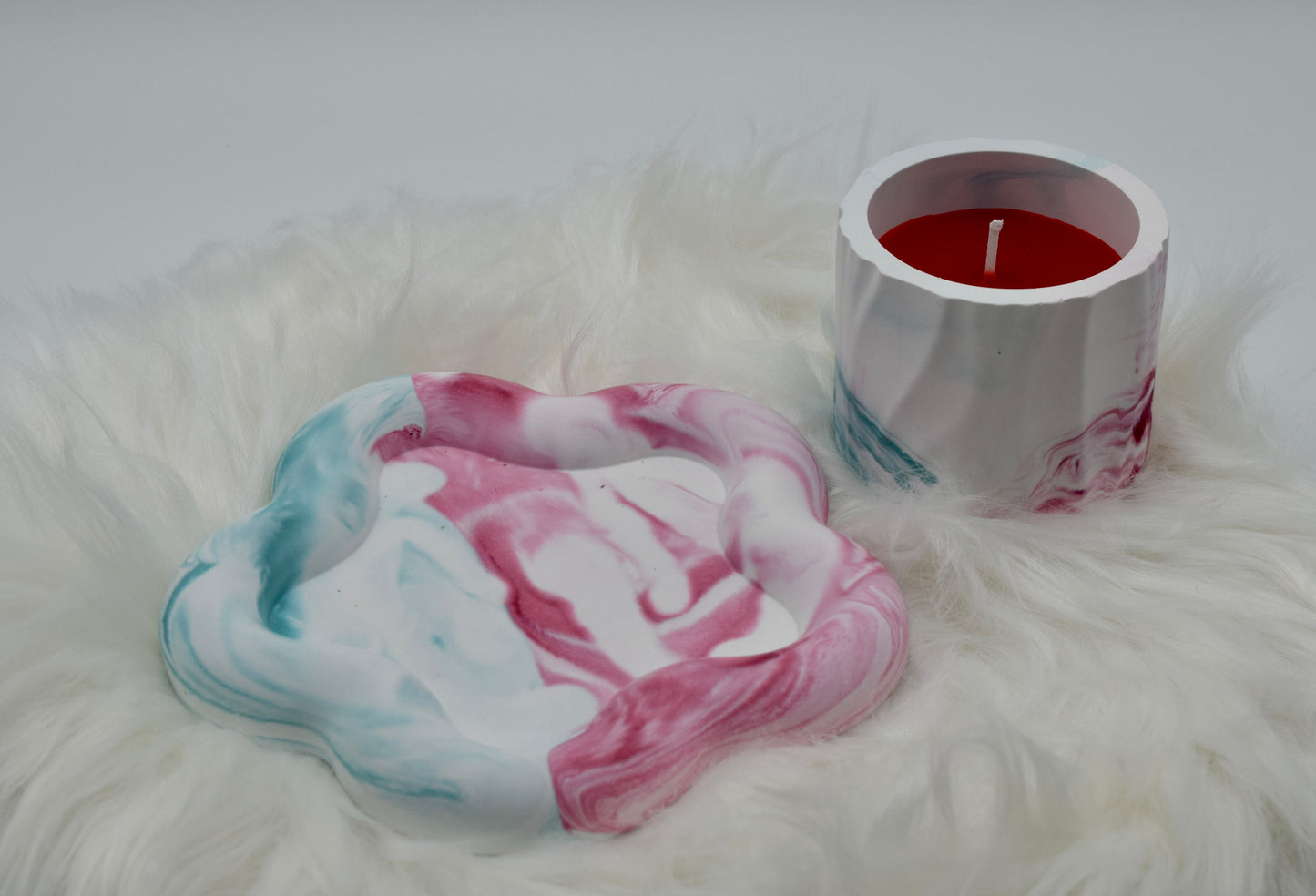 Handgemachte Kerzenschale & Duftkerze Set im Marmor-Look | Deko & Geschenkidee