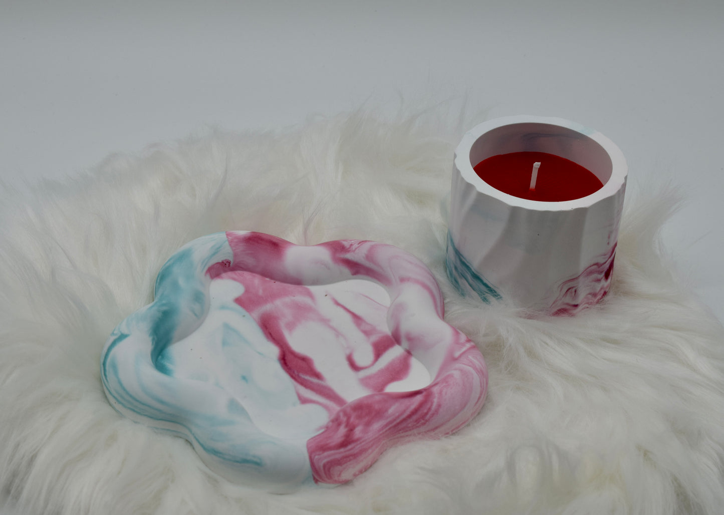 Handgemachte Kerzenschale & Duftkerze Set im Marmor-Look | Deko & Geschenkidee