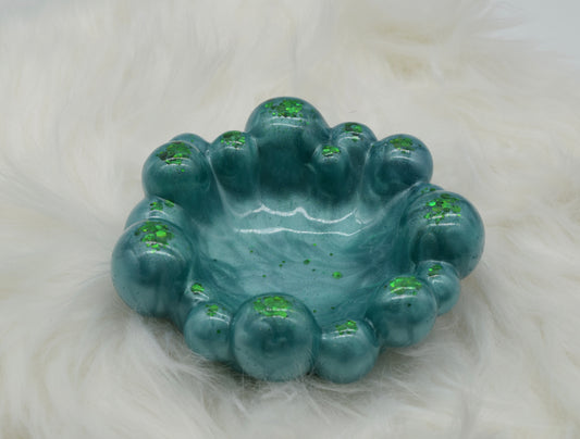 Handgemachte Epoxidharz Schale in Türkis-Grün | Schmuckablage & Dekoschale