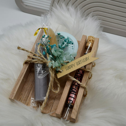 Handgemachtes Geschenkset Geldgeschenk zum Geburtstag – Kerze, Kerzenhalter & Wunscherfüller