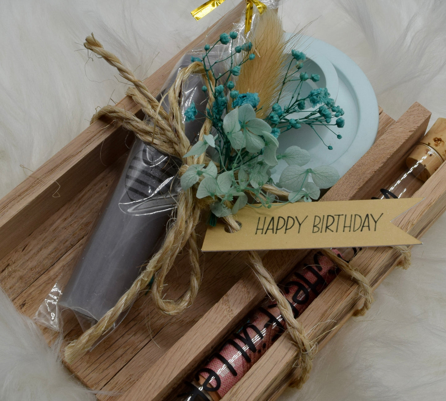 Handgemachtes Geschenkset Geldgeschenk zum Geburtstag – Kerze, Kerzenhalter & Wunscherfüller