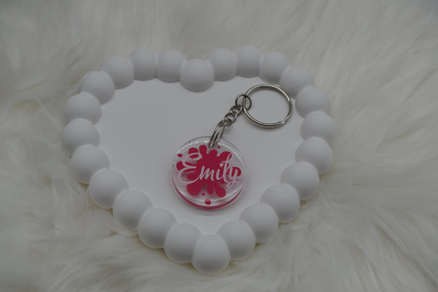 Personalisierter Schlüsselanhänger aus Resin – mit Wunschname & Design (Herz, Blume, Farbklecks)