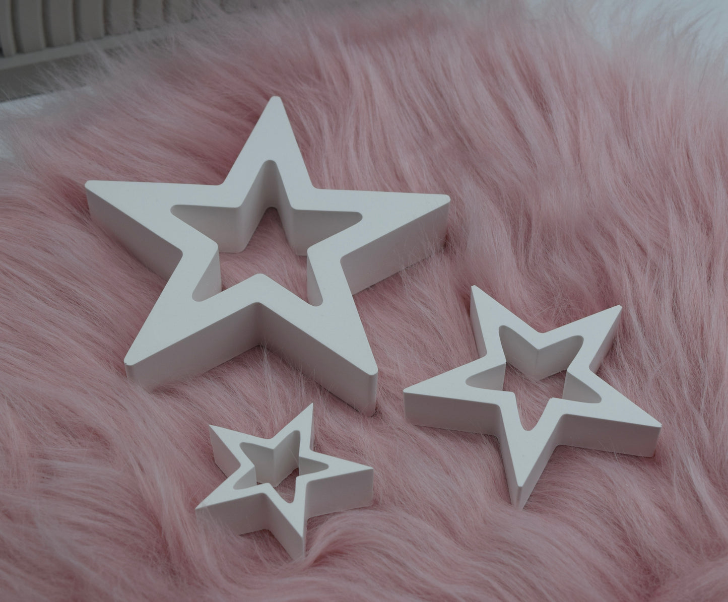 Dekosterne Set aus Gießpulver – Handgemachte Sterne in Weiß | Minimalistische Weihnachts- & Winterdeko