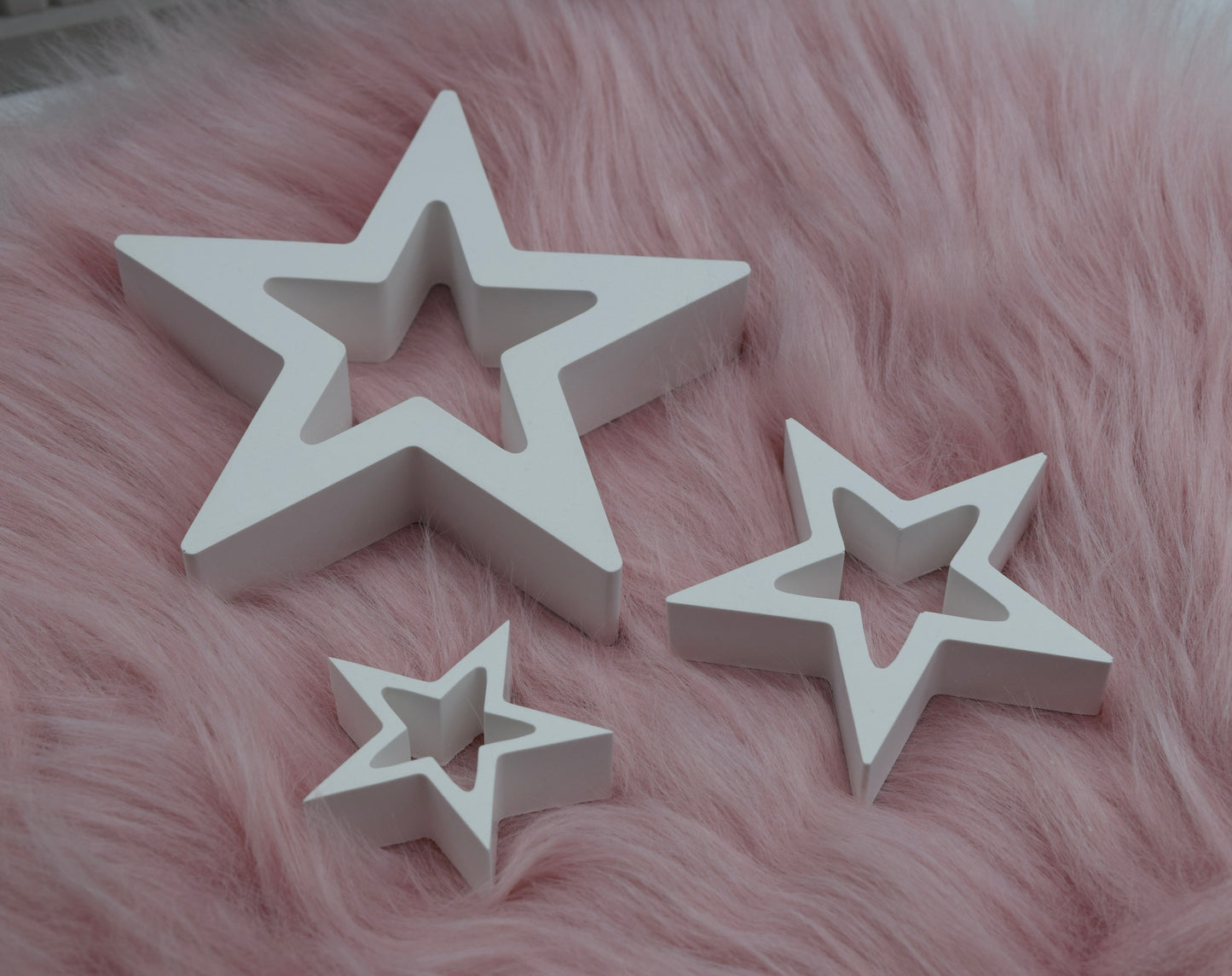 Dekosterne Set aus Gießpulver – Handgemachte Sterne in Weiß | Minimalistische Weihnachts- & Winterdeko
