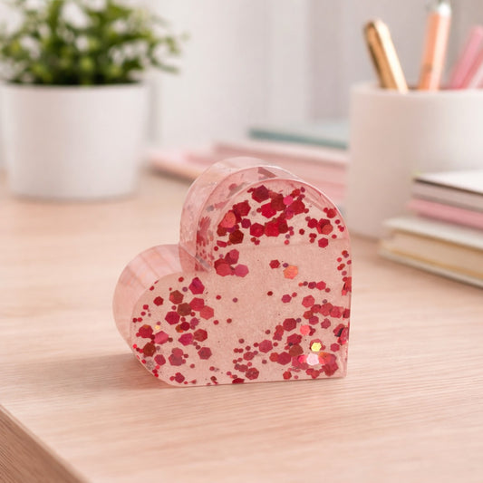 Handgefertigter Kartenhalter / Fotohalter aus Resin - Herzform