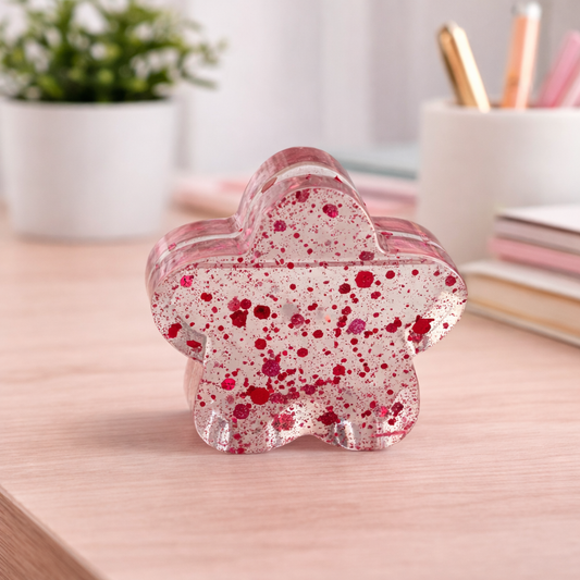 Handgefertigter Kartenhalter / Fotohalter aus Resin - Blumenform