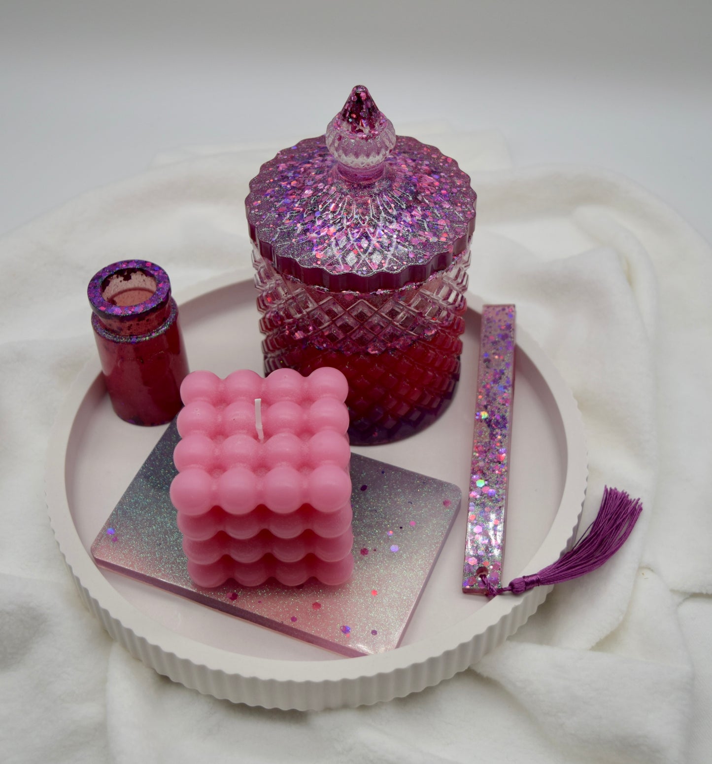 Handgemachtes Deko-Set mit Bubblekerze & Epoxidharz – Einzigartige Wohnaccessoires