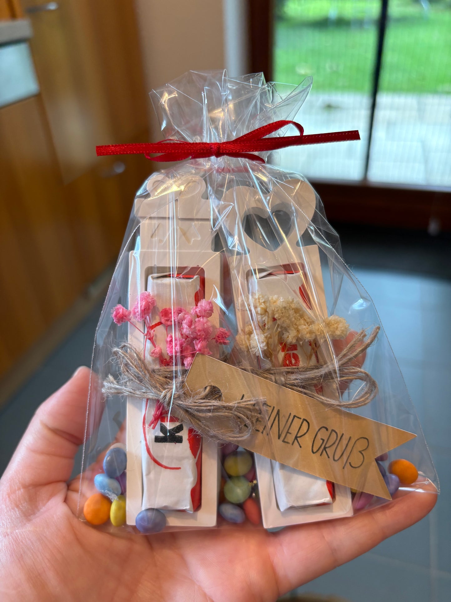 Mitbringsel Geschenk – Handgemachte Gießpulver-Halterung für Kinderriegel oder Merci