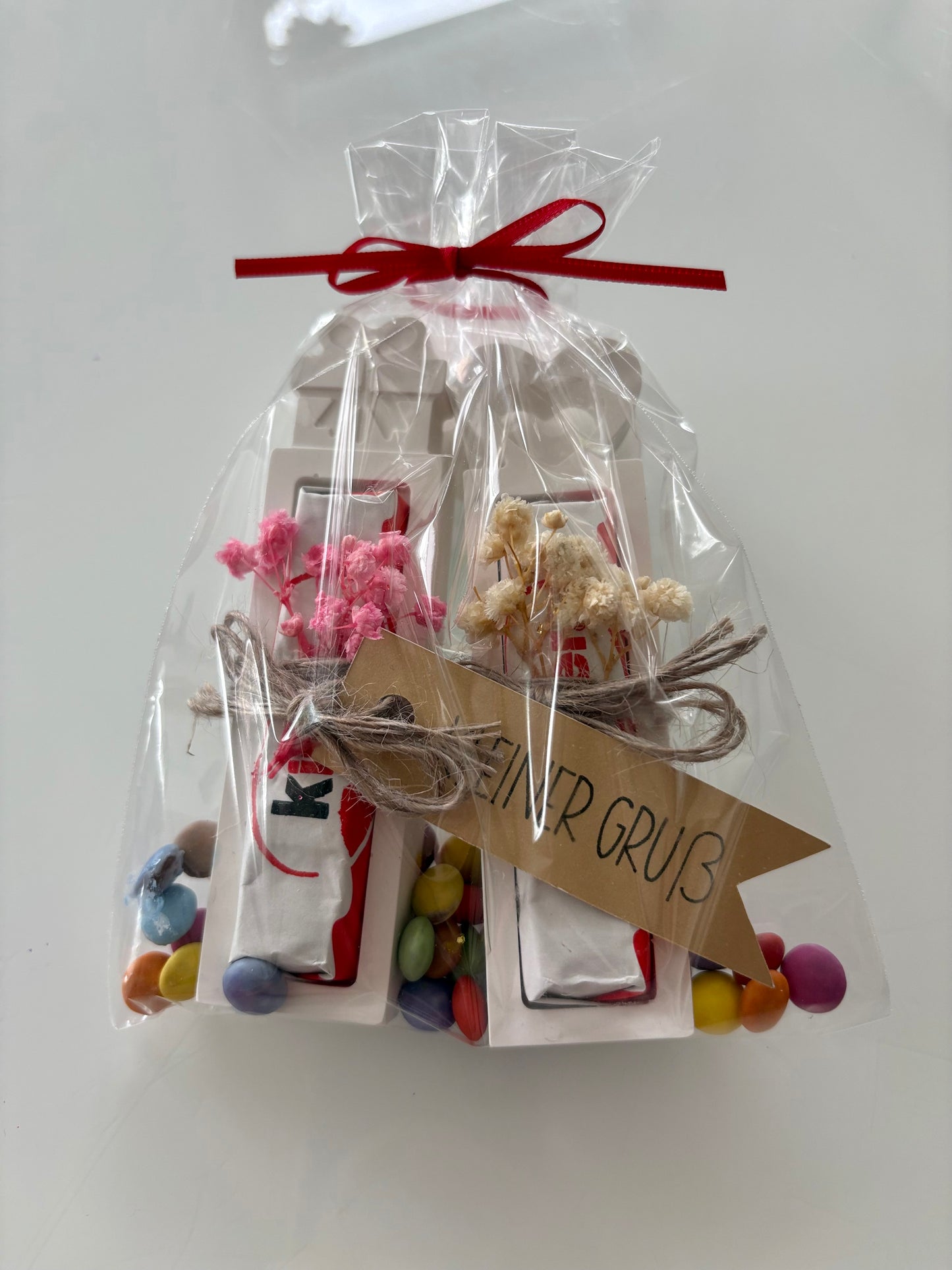 Mitbringsel Geschenk – Handgemachte Gießpulver-Halterung für Kinderriegel oder Merci