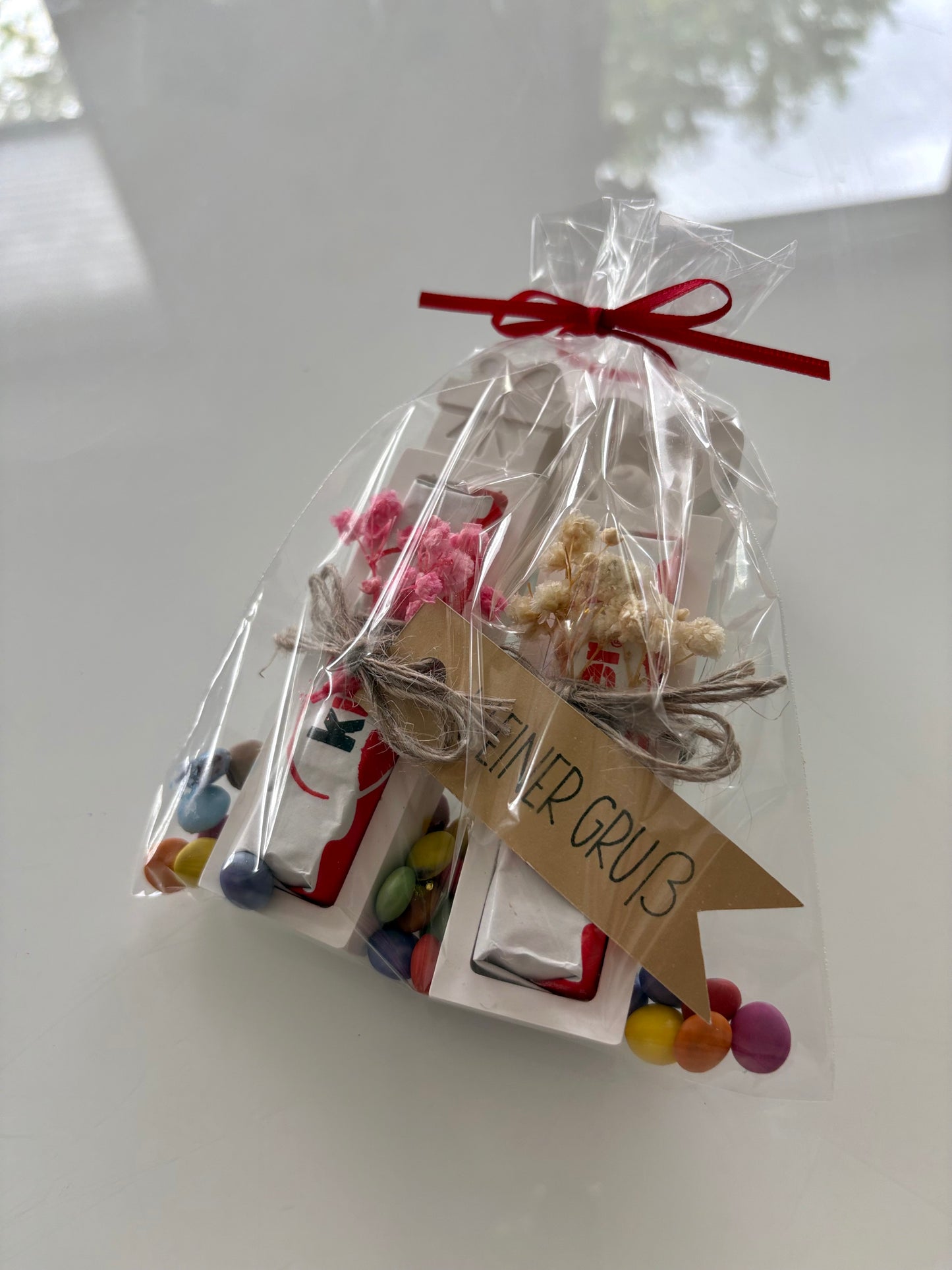 Mitbringsel Geschenk – Handgemachte Gießpulver-Halterung für Kinderriegel oder Merci