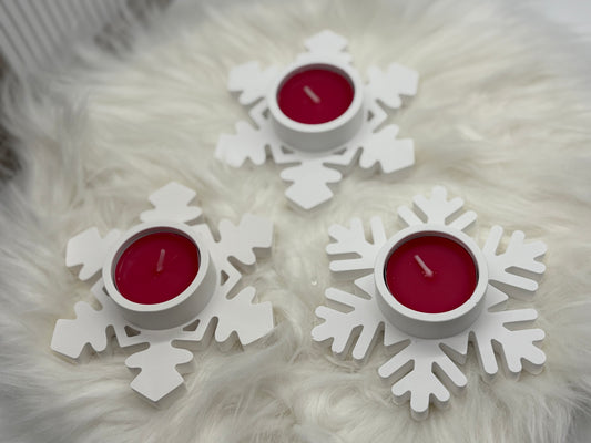 Teelichthalter Schneeflocke 3er Set | Handgemachter Kerzenhalter Winter & Weihnachten