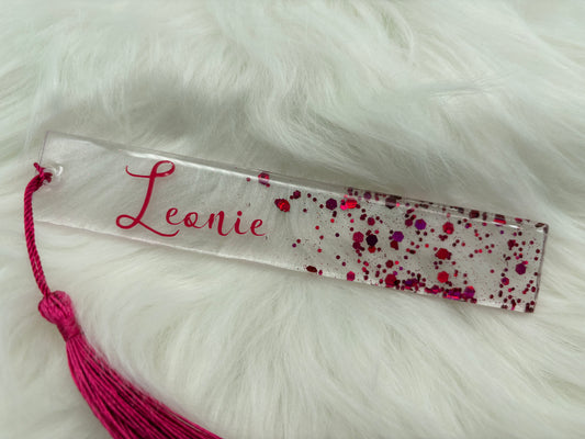 Personalisiertes Lesezeichen - Handmade Resin Bookmark mit Glitzer & Quaste