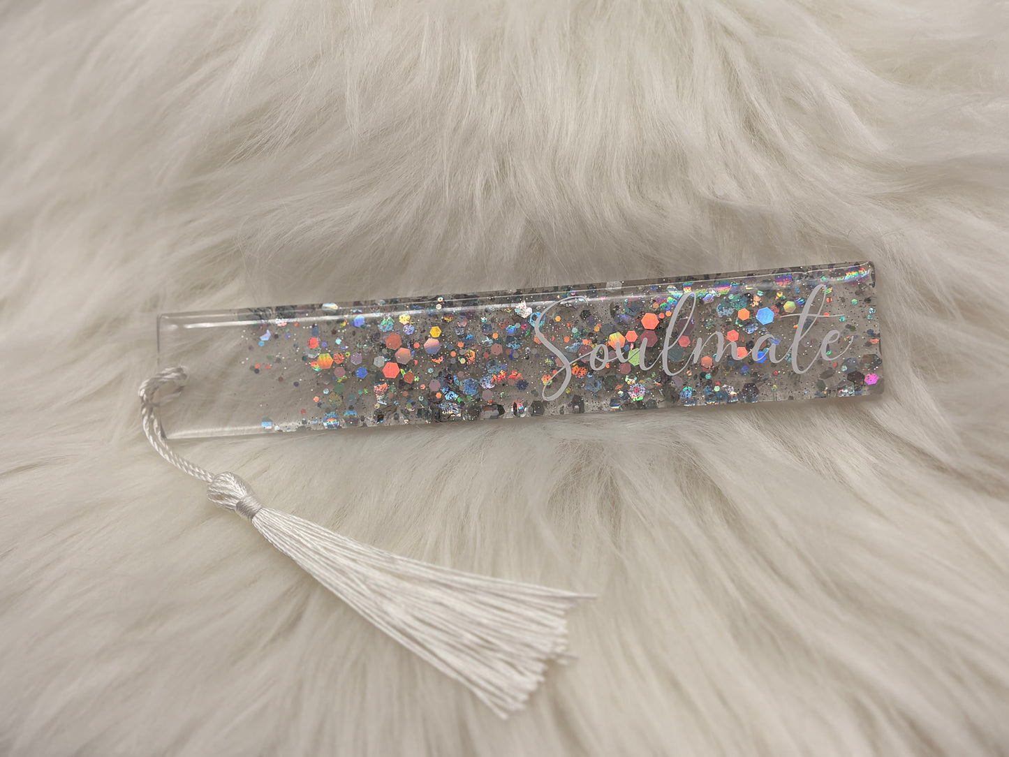 Lesezeichen Soulmate – Glitzer silber personalisierbar