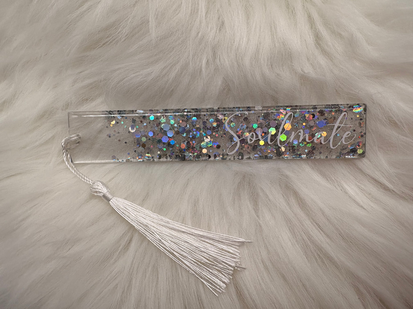 Lesezeichen Soulmate – Glitzer silber personalisierbar