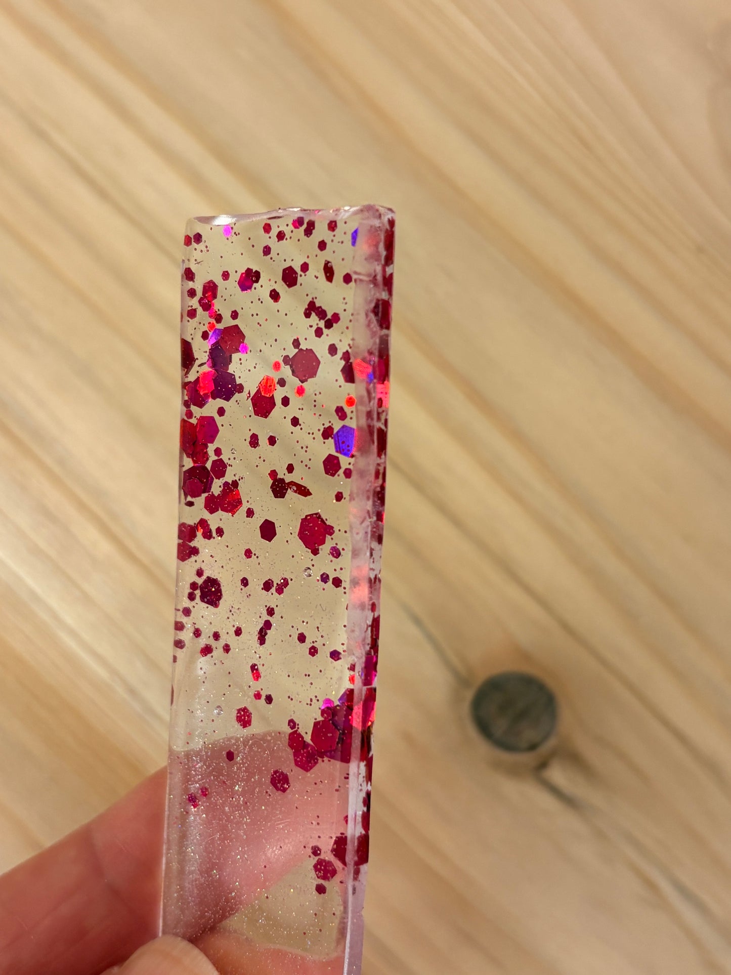 Resin Glitzer Lesezeichen - Pink