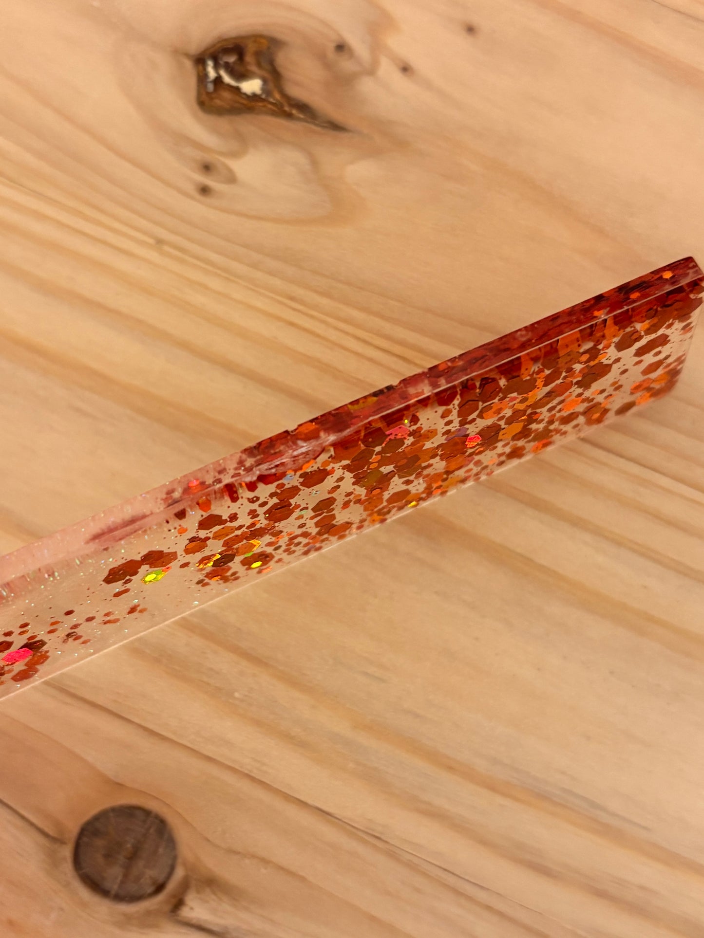 Resin Glitzer Lesezeichen - Gold-orange