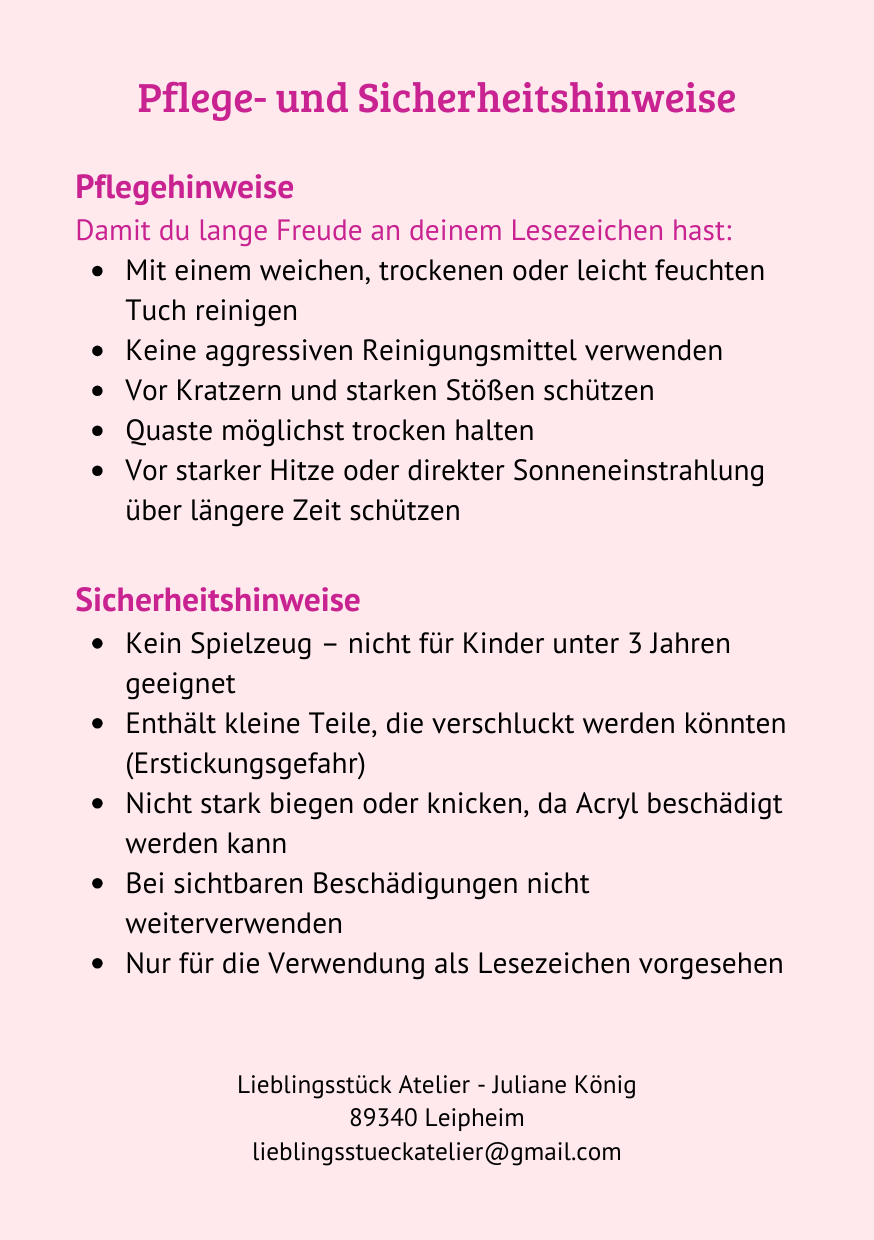 Acryl Lesezeichen mit Quaste | Herzchen Design