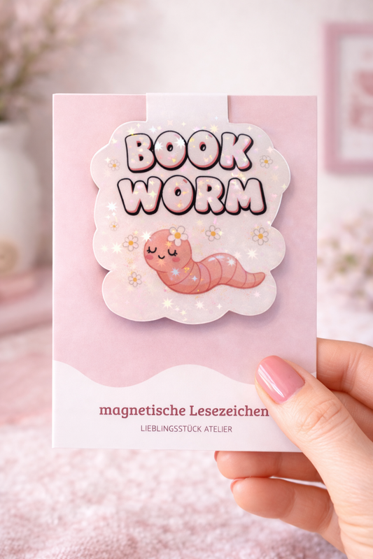 Magnetisches Lesezeichen Book worm